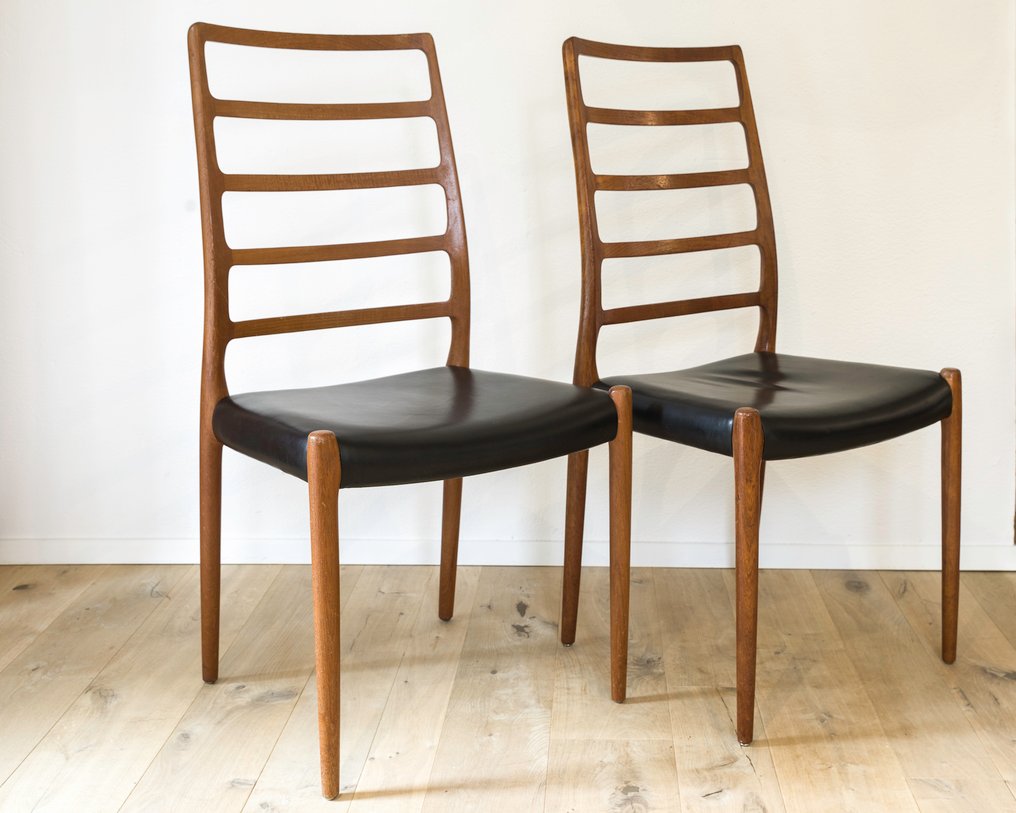 J.L. Møllers Møbelfabrik - Niels O. Moller - 椅子 (2) - 无拱手的单椅 - 柚木 #1.0