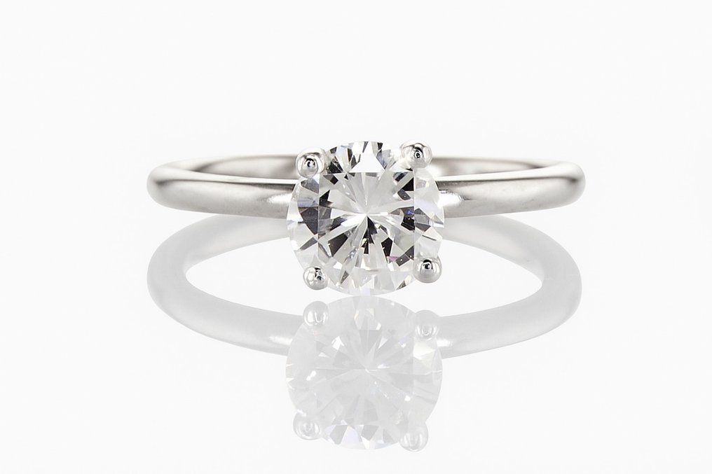 戒指 - 14K包金 白金 - 1.12ct. tw. 钻石 (天然) - R00104 #1.0