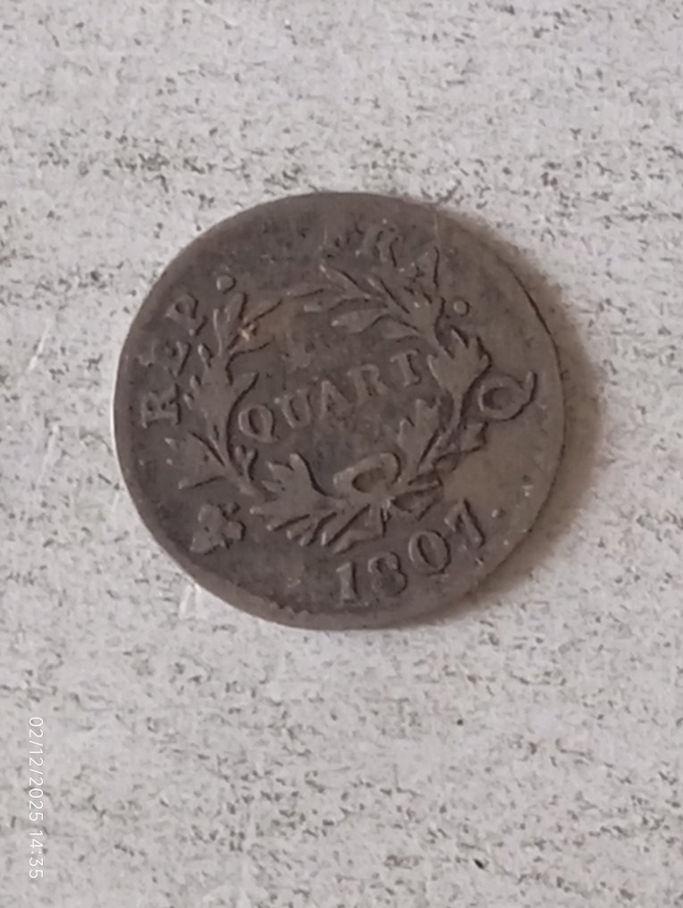 Frankrike. Napoléon I (1804-1814). 1/4 Franc 1807-Q, Perpignan #4.3