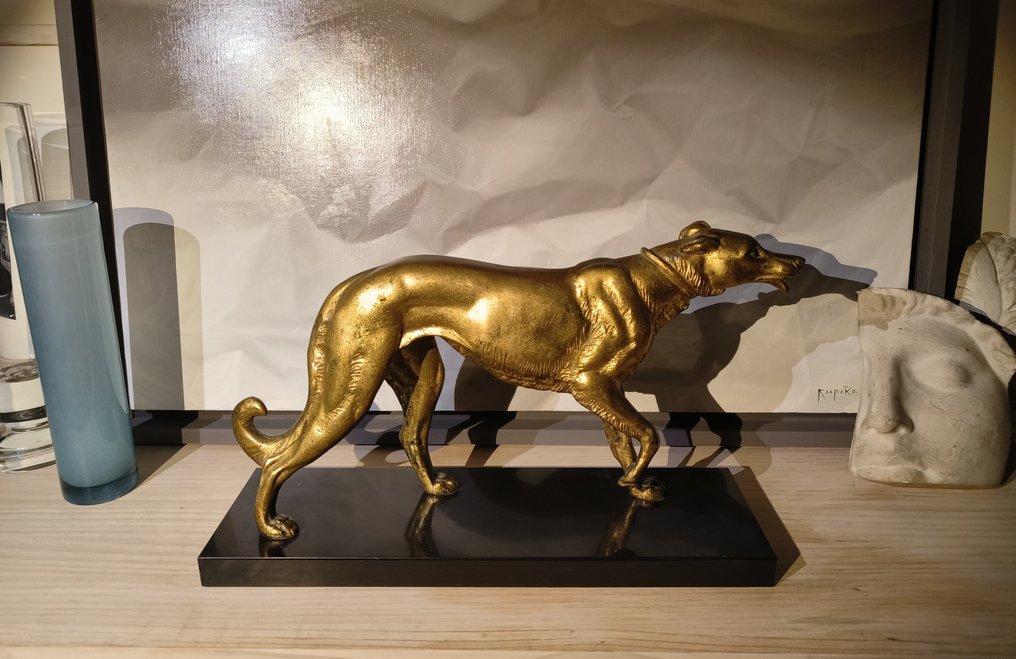 Irenée Rochard - 雕塑, Borzoi - 22 cm - 比利时黑色大理石 #3.2