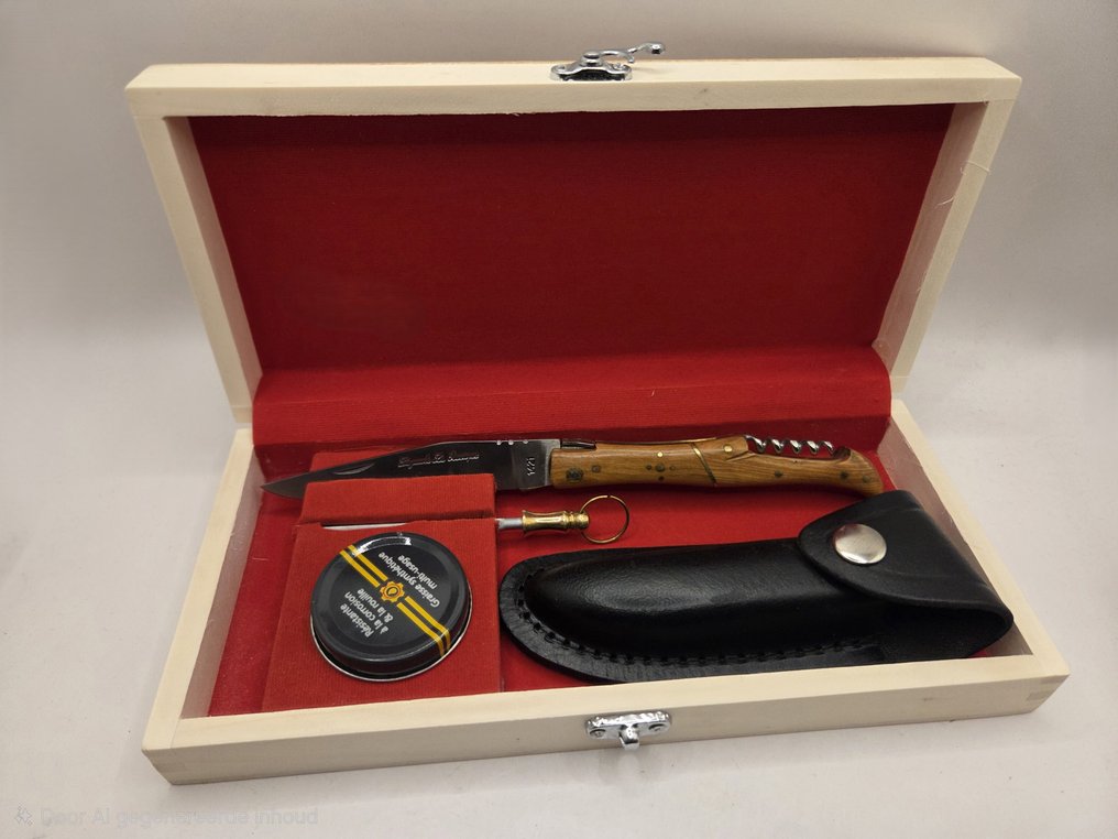 Laguiole - Le Rustique - 餐刀 - Laguiole zakmes 带配件的盒子 - 橄榄木 - 不锈钢 #2.1