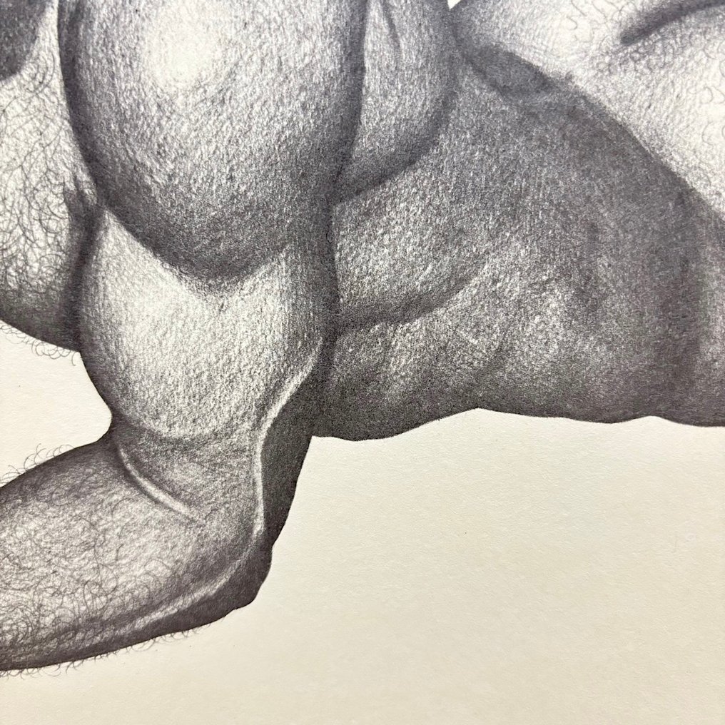 Man lying on stomach - Lithograph Mishima Gō gashū Wakamono 三島剛画集 若者 Mishima Go's Book - Lithograph - Mishima Gō 三島剛 (1924-1988) - Japan - Shōwa period (1926-1989) #3.2