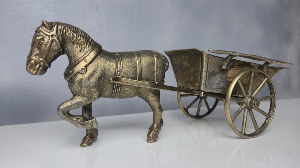 Αγαλματίδιο - Horse & Drawn Wagon - 29 cm - Πατιναρισμένος μπρούτζος #1.0
