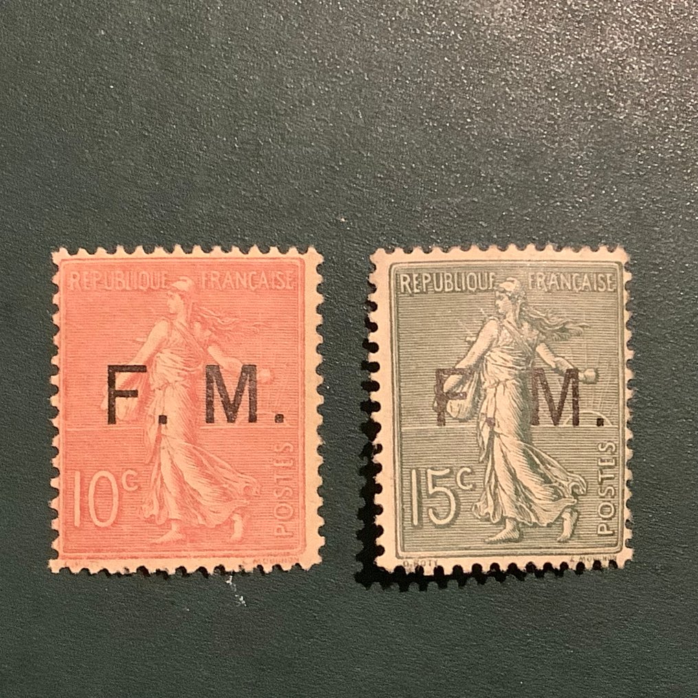 França 1901/1907 - FM: 10 em 15 cent Semeuse linhaz - Yvert 3/4 #3.2