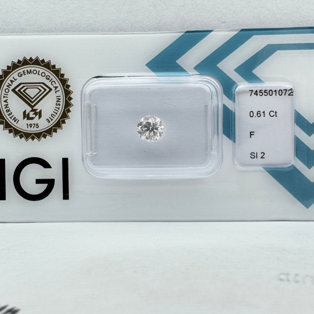 没有保留价 - 1 pcs 钻石  (天然)  - 0.61 ct - 圆形 - F - SI2 微内含二级 - 国际宝石研究院（IGI） #3.2