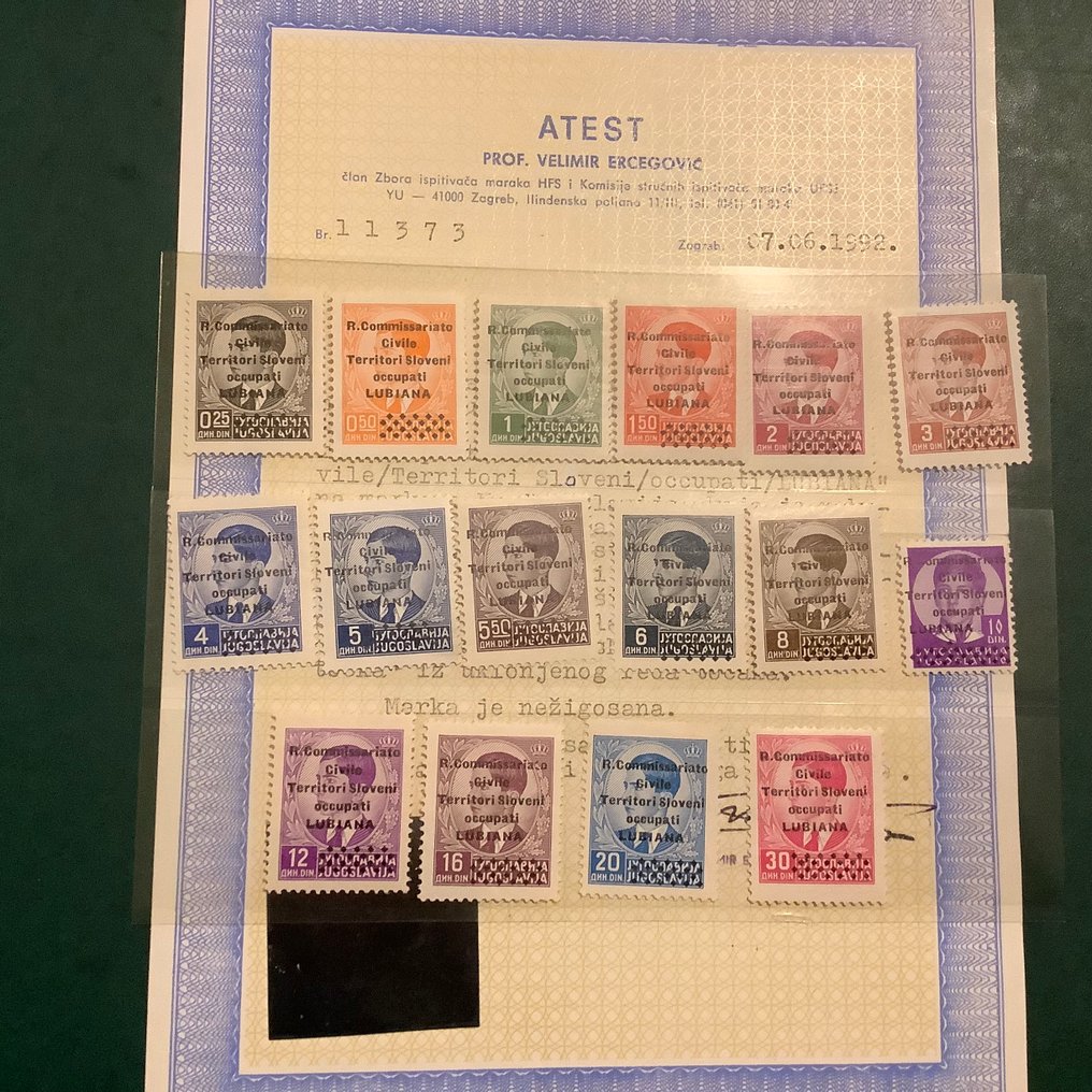 南斯拉夫 1945 - 带印花的邮票，列布利亚和Ercegovic的照片证书 - Sassone 13/33 #1.0