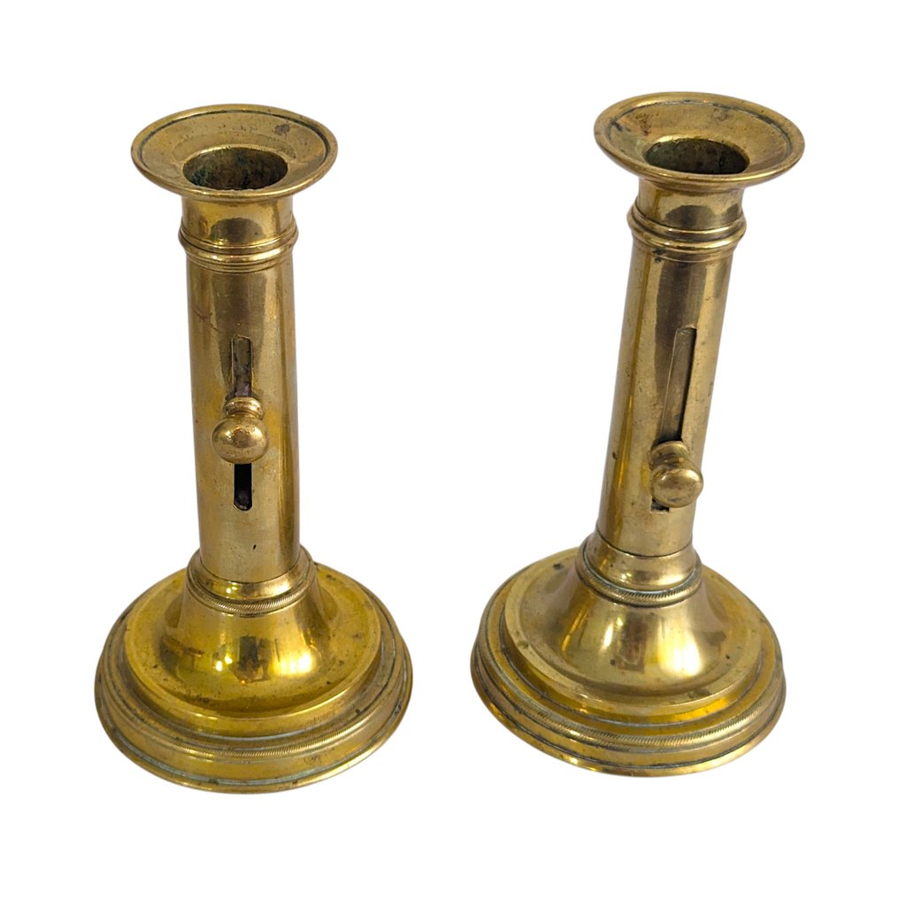 Candleholder 1850 - 1900 - Adjustable “Telescopic” Mechanism – France (2) - Brass #3.2