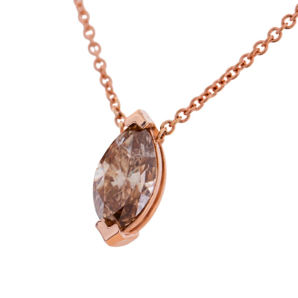 χωρίς τιμή ασφαλείας - Κολιέ με μενταγιόν - 14 καράτια Ροζ χρυσό - 1.07ct. tw. Καφέ Διαμάντι (Φυσικού χρώματος) #4.3