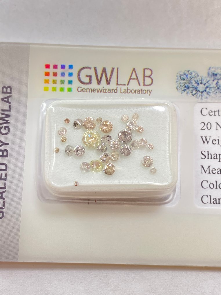 Sem preço de reserva - 31 pcs Diamante (Natural) - 1.02 ct - Redondo - SI2, I2 - Gemewizard Gemological Laboratory (GWLab) #1.0