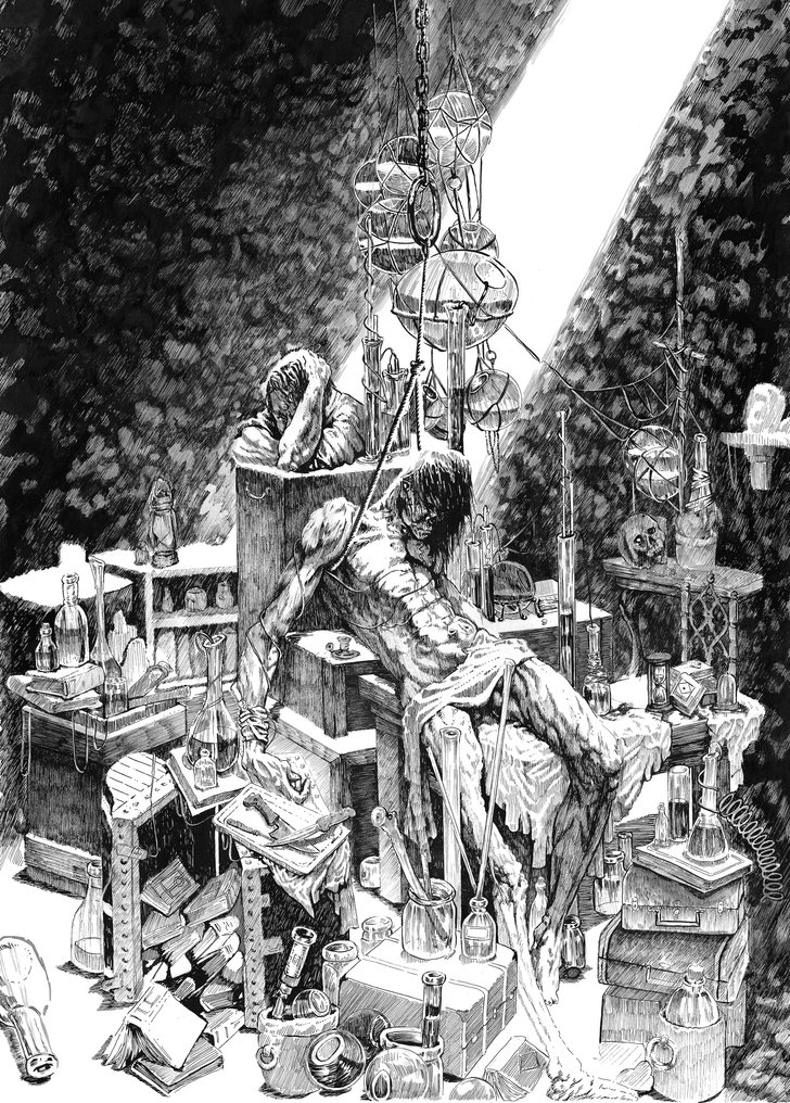 Joaquin Ramal - 1 Fine Art Print - Frankenstein Almost Dead (after Wrightson) - Embossed Edition #2.1