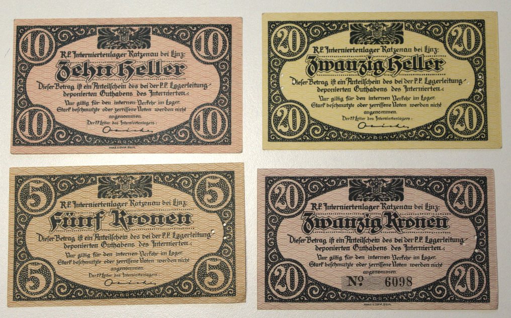 奥地利. - 8 banknotes - POW  - KATZENAU bei LINZ 1914-1915  (没有保留价) #1.0