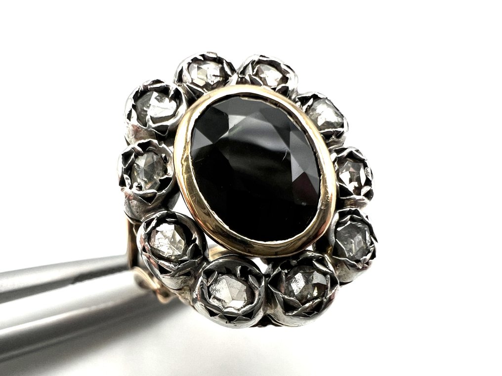 戒指 - 18K包金 玫瑰金, 银 -  2.00ct. tw. 蓝宝石 - 钻石 #4.3