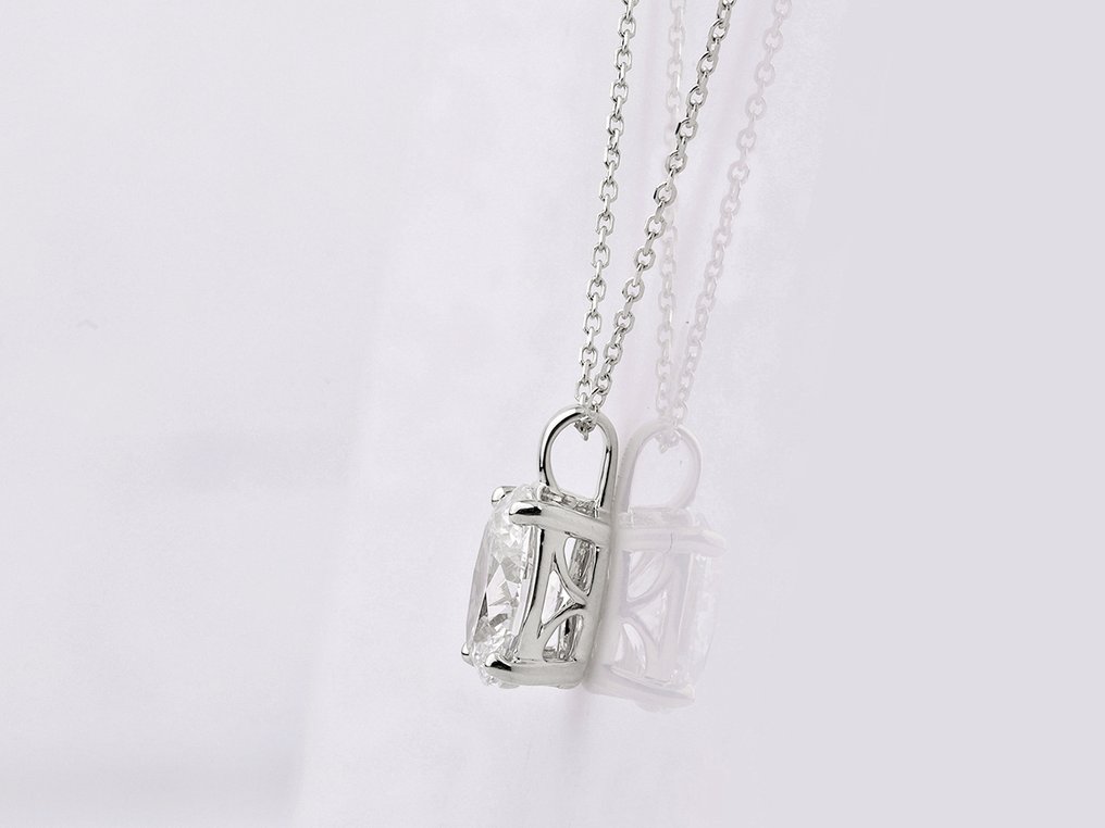 Halskette mit Anhänger - 14 kt Weißgold - 3.08ct. tw. Diamant (Laborgezüchtet (Lab Grown)) #3.2