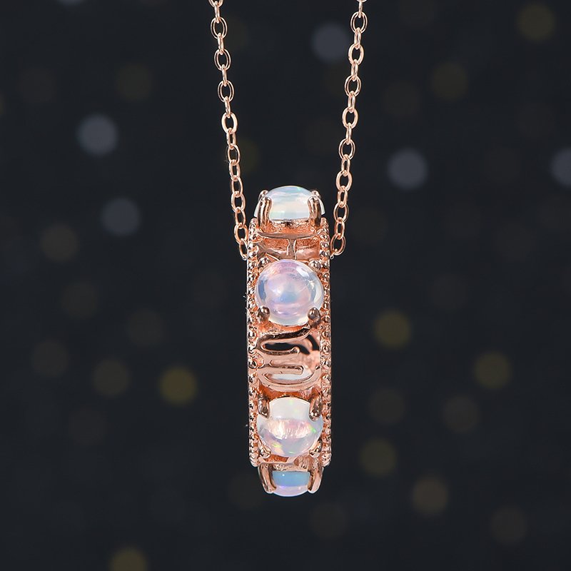 χωρίς τιμή ασφαλείας - Κολιέ με μενταγιόν - 18 καράτια Ροζ χρυσό, Ασημί -  2.34ct. tw. Οπάλιο #1.0