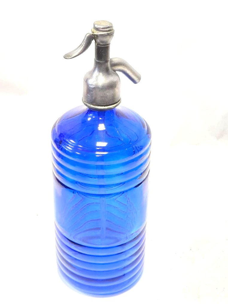Siphon  - Cobalt blue siphon - cut glass and lead faucet #3.2