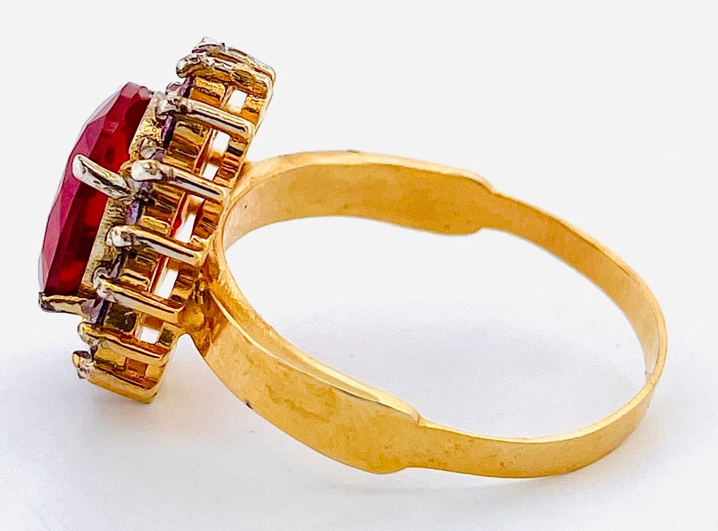没有保留价 - 戒指 - 9 kt. 黄金, 银 红宝石 - 紫水晶 #3.2
