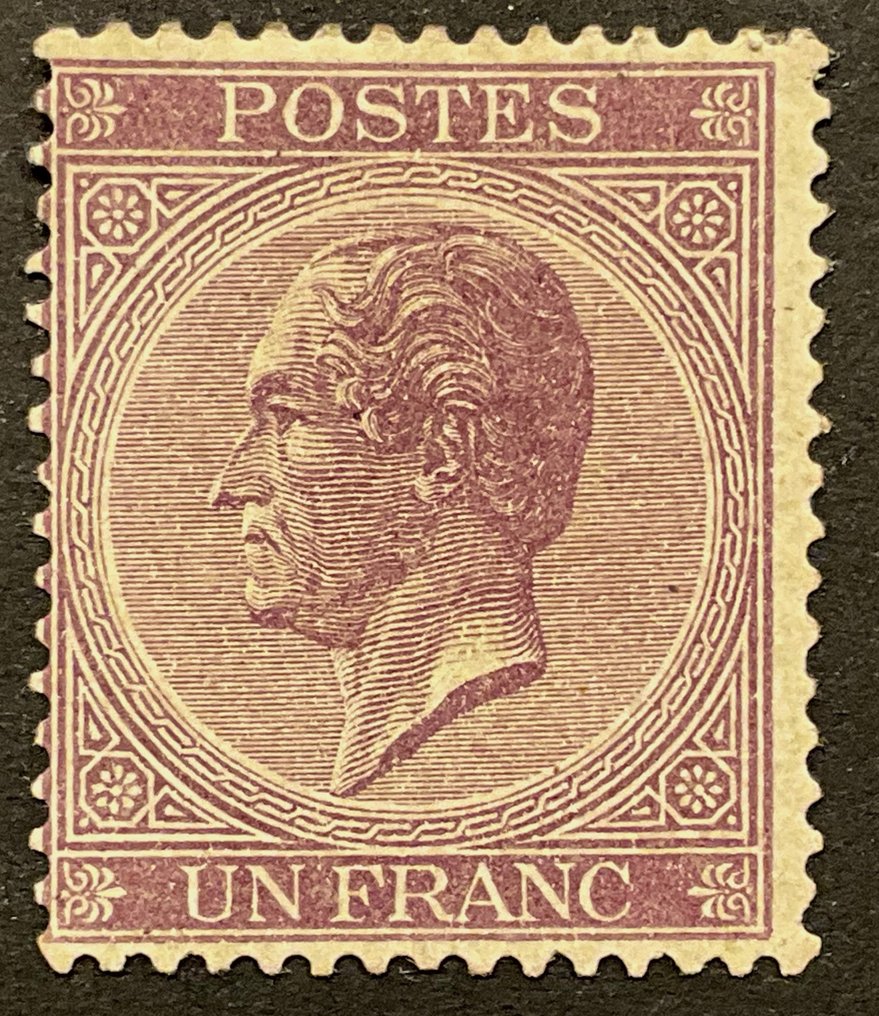 Belgium 1865/1866 - Leopold I in profile - 1 franc Violet - In the most difficult stance. - OBP 21 #1.0