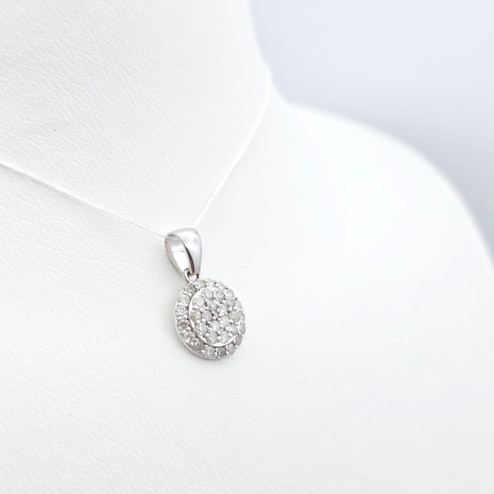 没有保留价 - 吊坠 - 14K包金 白金 -  0.41ct. tw. 钻石 (天然)  #1.0