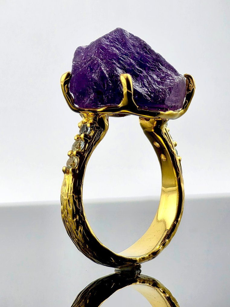 Αμέθυστος - Ασημί - Δαχτυλίδι - Ακατέργαστη κομψότητα #1.0