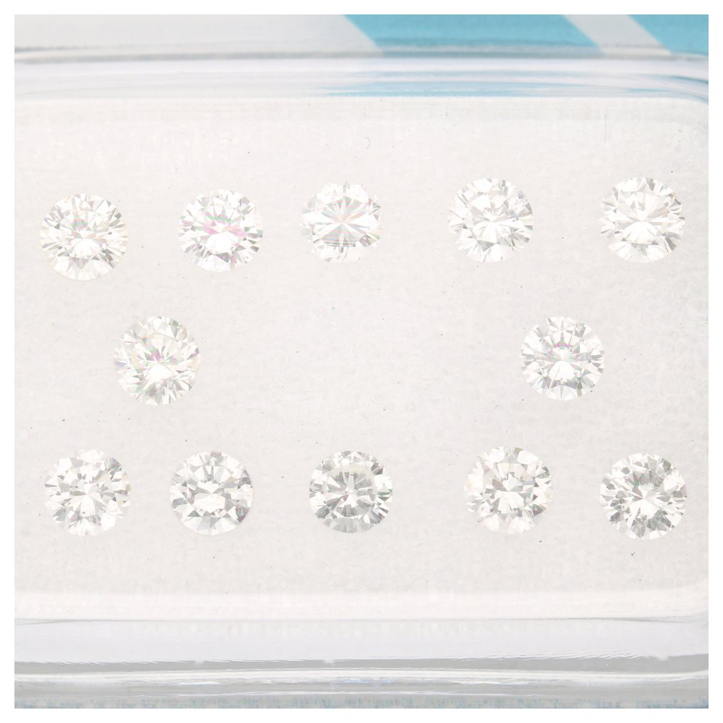 Nincs minimálár - 12 pcs Gyémánt (Természetes) - 0.90 ct - Kerek - H - SI1 - Nemzetközi Gemmológiai Intézet (IGI) #1.0