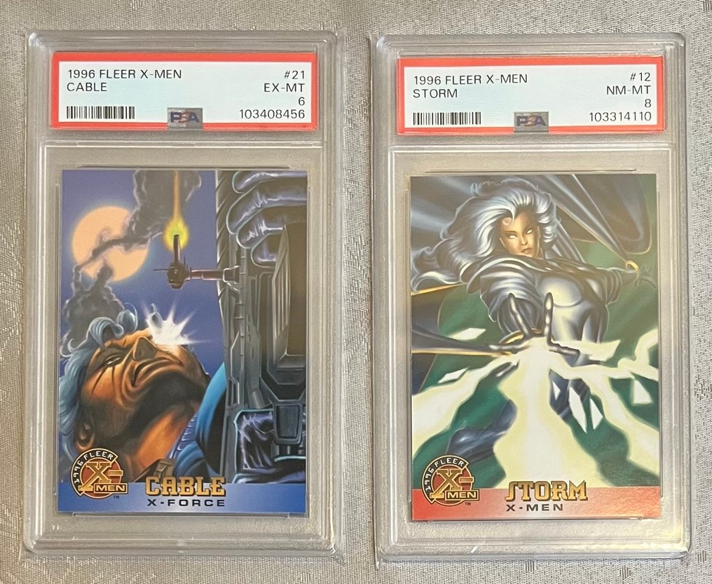 1996 Marvel Fleer X-Men - #21 Cable X-Force, #12 Storm X-Men - 2 Graded card - PSA 8 #2.1