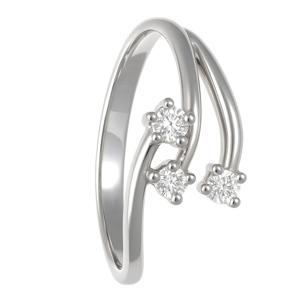 Ring - 18 kt Weißgold - 0.12ct. tw. Diamant (Natürlich) #1.0