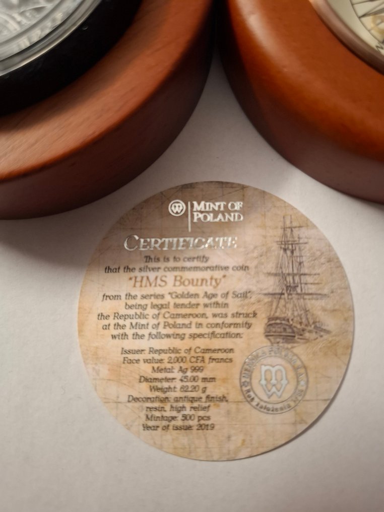 Cameroon. 2000 CFA Francs 2019 Golden Age of Sail - HMS Bounty (没有保留价) #3.2