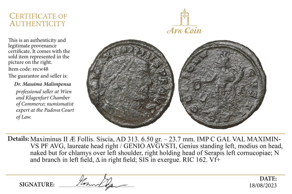 Romarriket Lot of 2 Coins: Maximinus II, Constantine I the Great Roman empire (Ingen mindstepris) #2.1