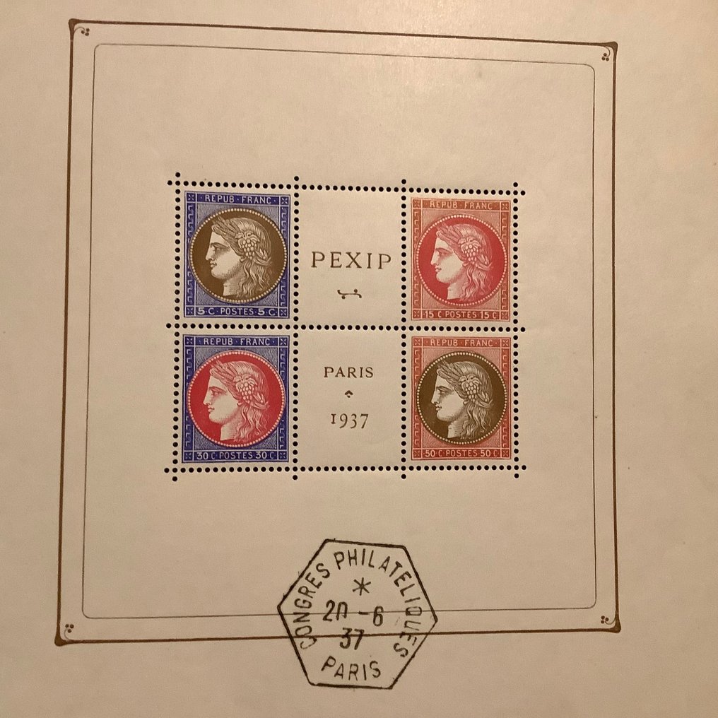 France 1937 - Bloc PEXIP avec tampon d'occasion. - Yvert blok 5a #3.2