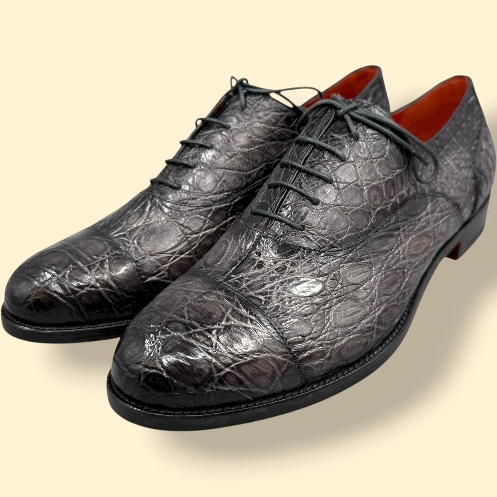 Santoni Crocodile - Lace-up shoes - Size: EU 40 - New in box #4.3