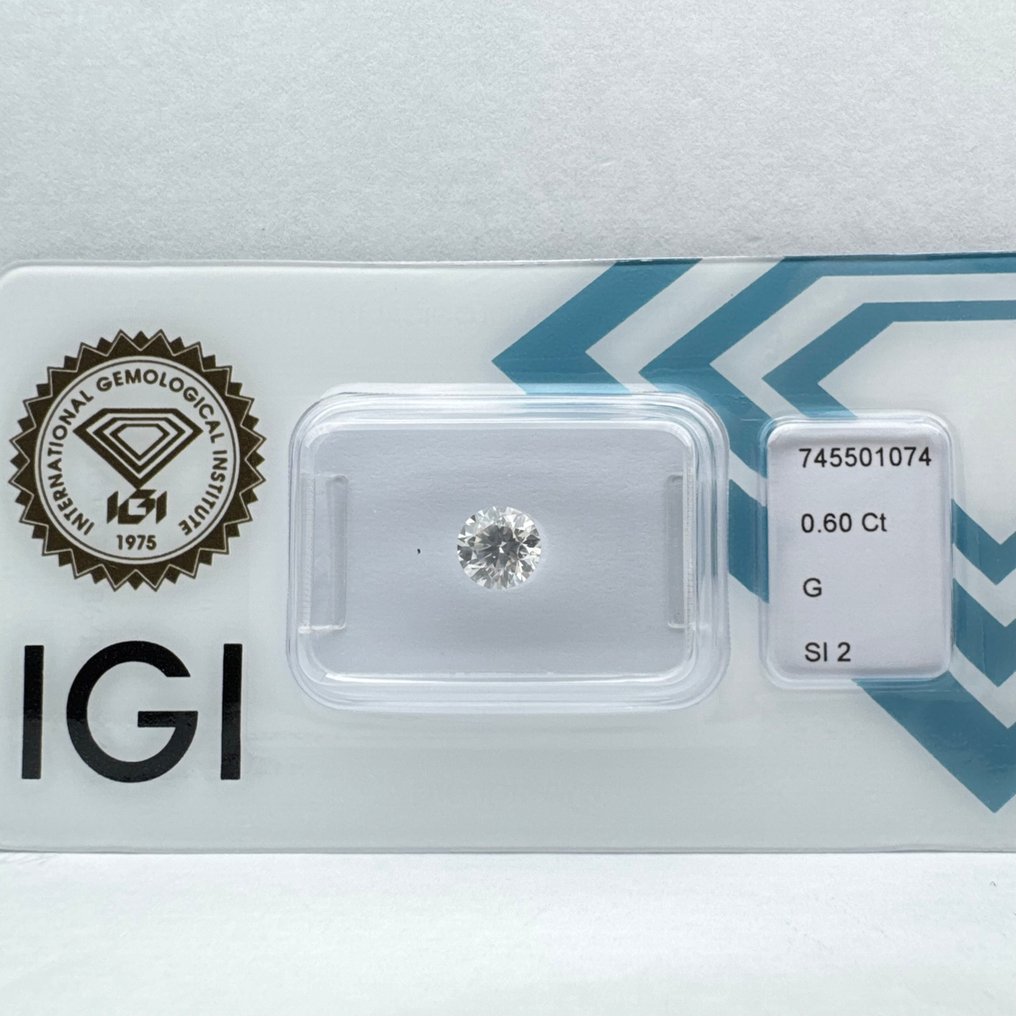 Nincs minimálár - 1 pcs Gyémánt (Természetes) - 0.60 ct - Kerek - G - SI2 - Nemzetközi Gemmológiai Intézet (IGI) #4.3