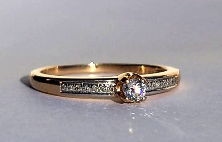 订婚戒指 - 14K包金 玫瑰金 - 0.12ct. tw. 钻石 (天然) - 钻石 #4.3