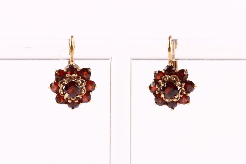 Σκουλαρίκια - 8 καράτια Κίτρινο χρυσό -  0.76ct. tw. Γρανάτης - Γρανάτης #1.0