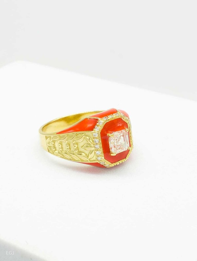 Statement ring - 18 karaat Geel goud - 1.00ct. tw. Diamant (Natuurlijk) #3.2