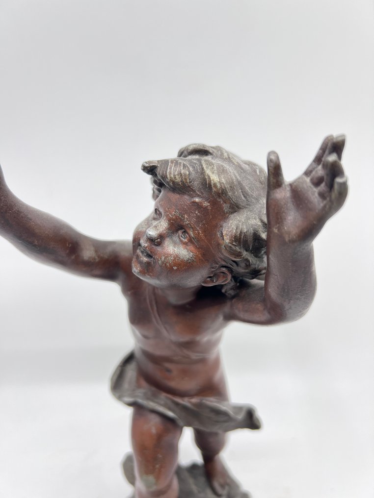 Auguste Moreau - Statua, engel met fakkel - 34 cm - zamak #3.2