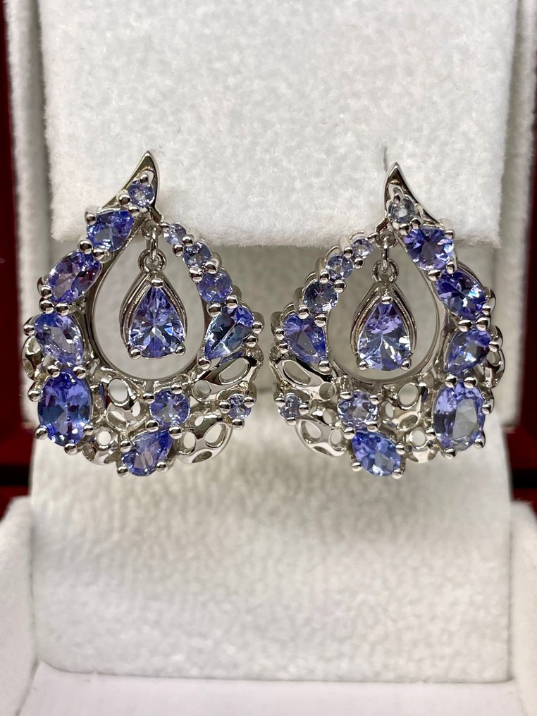 Nincs minimálár - Drop fülbevaló Ezüst Tanzanit #1.0