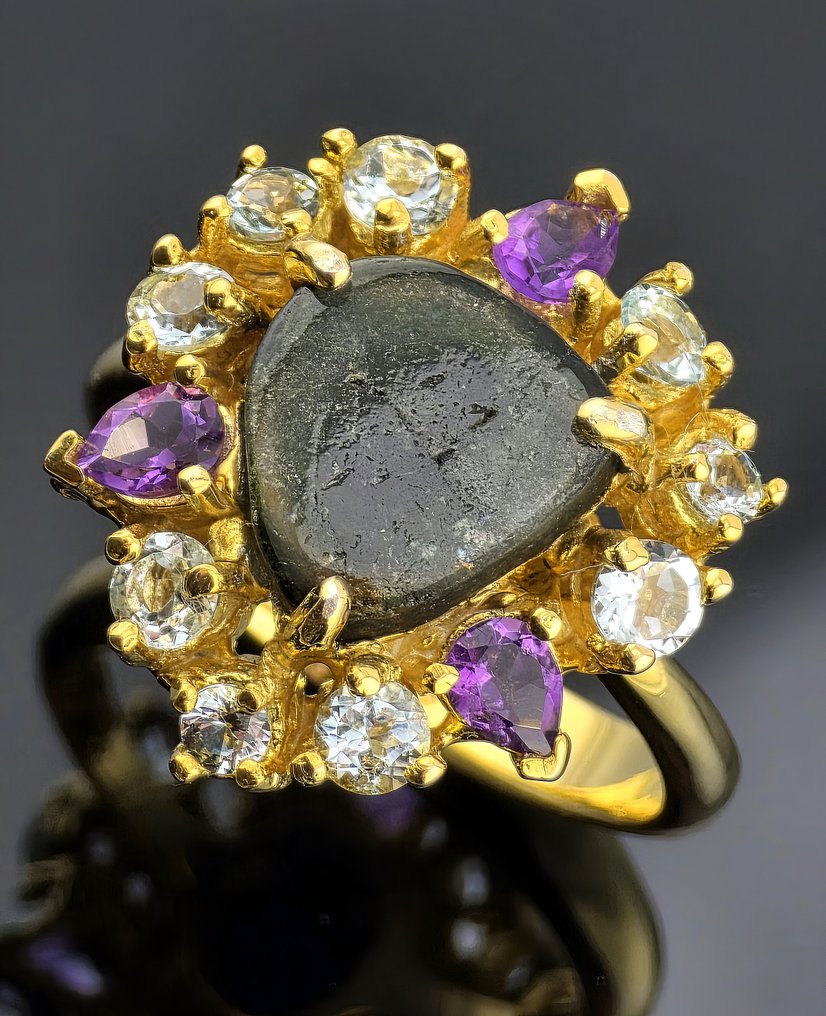 Turmalin - Srebro - Pierścionek - Color burst #3.2