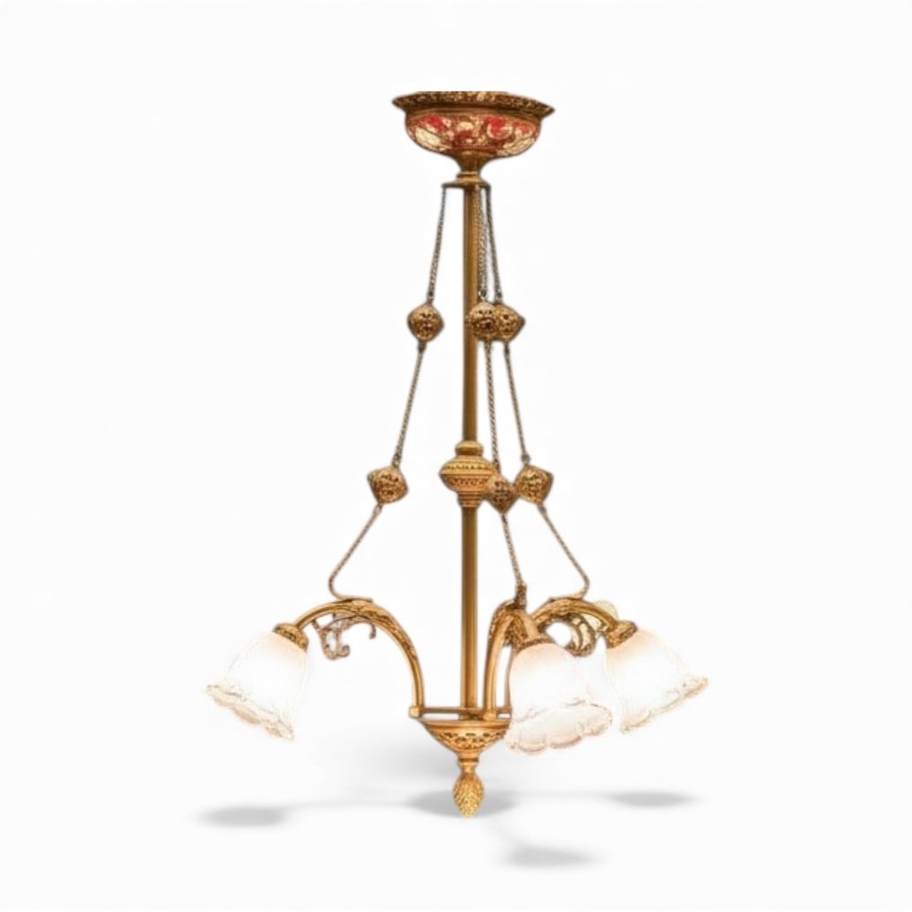 Hanging lamp - Viennese with cloisonné - Bronze, Enamel #2.1