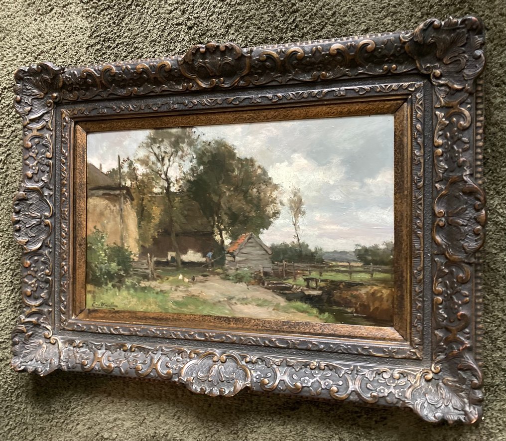 Chris van der Windt (1877-1952) - Erf met boer en kippen #3.2