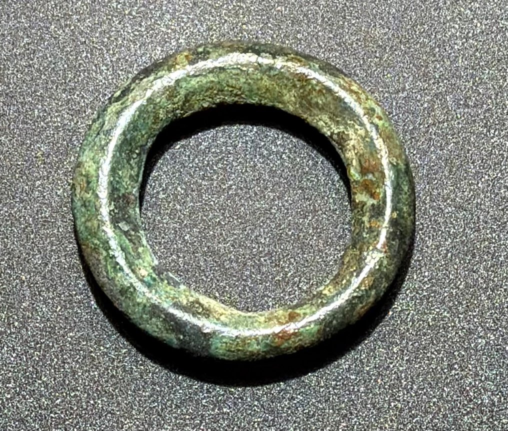 Celtic Bronze Intact Solar Amulet or Proto- Money Ring type with a Wonderful Green Patina.  (No Reserve Price) #1.0