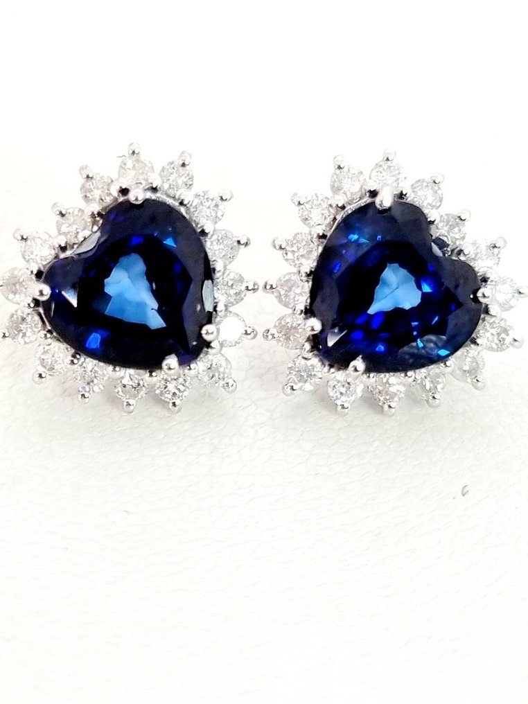 Σκουλαρίκια - 18 καράτια Λευκός χρυσός Ζαφείρι - Διαμάντι #1.0