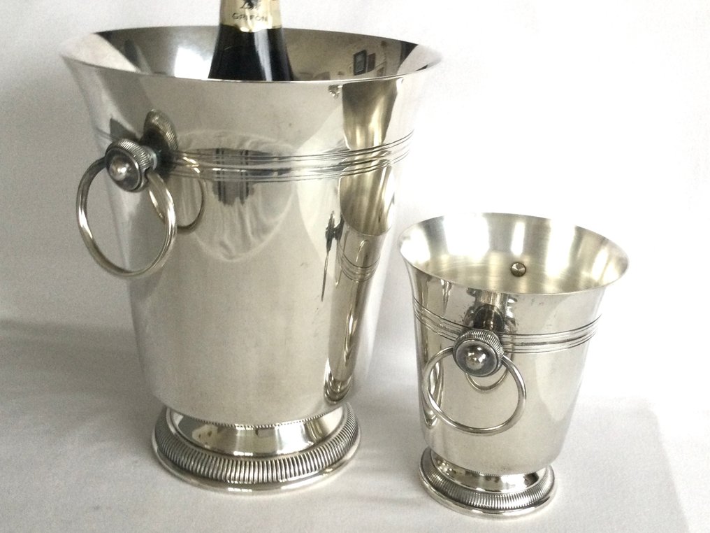Verzilverde Ijsemmer & - 香槟冷却桶 - 优雅宁静的设计，约1980年，法国 #3.2
