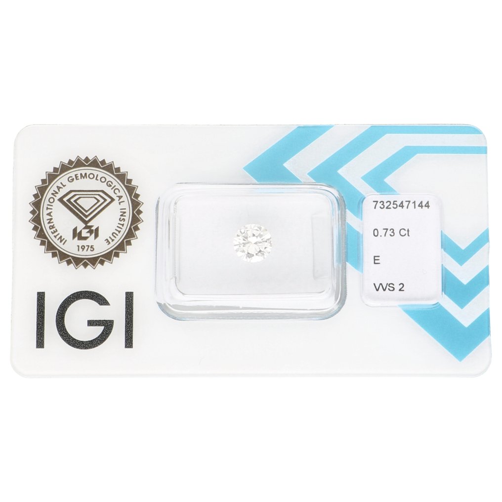 Nincs minimálár - 1 pcs Gyémánt  (Természetes)  - 0.73 ct - Kerek - E - VVS2 - Nemzetközi Gemmológiai Intézet (IGI) #1.0