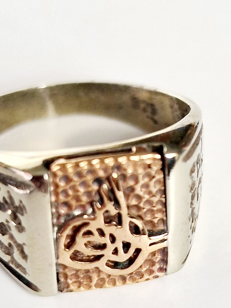 χωρίς τιμή ασφαλείας - Δαχτυλίδι με σφραγίδα - 8 καράτια Ασημί, Ροζ χρυσό - Ανδρικό σφραγιδόλιθο. #4.3