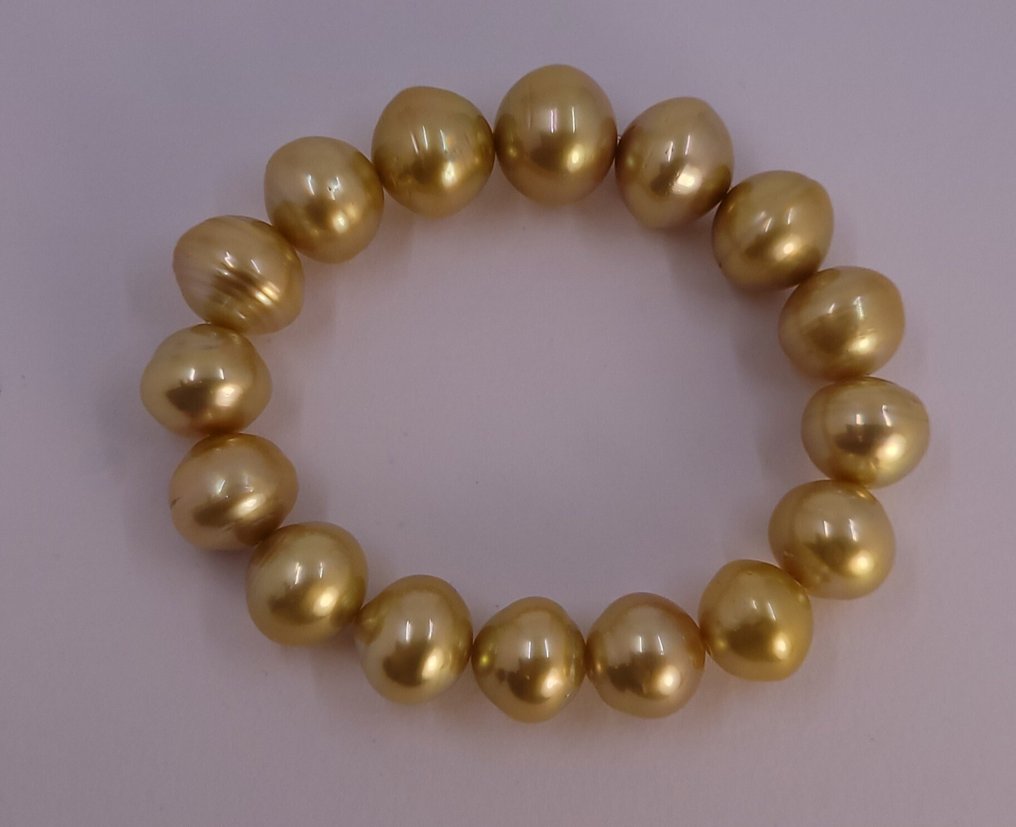手镯 巨大尺寸 - 深金色南海珍珠 - 12.5x15.5毫米 #4.3