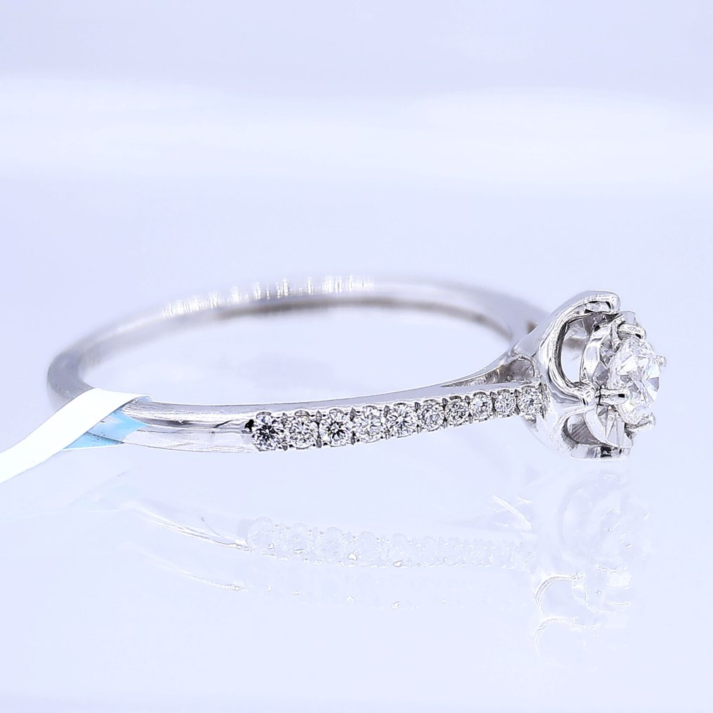 戒指 - 18K包金 白金 -  0.29ct. tw. 钻石 (天然) - 钻石 #4.3