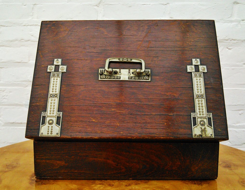 棺材 - 橡木的Art Nouveau箱子配有金属配件 - 橡木 #3.2