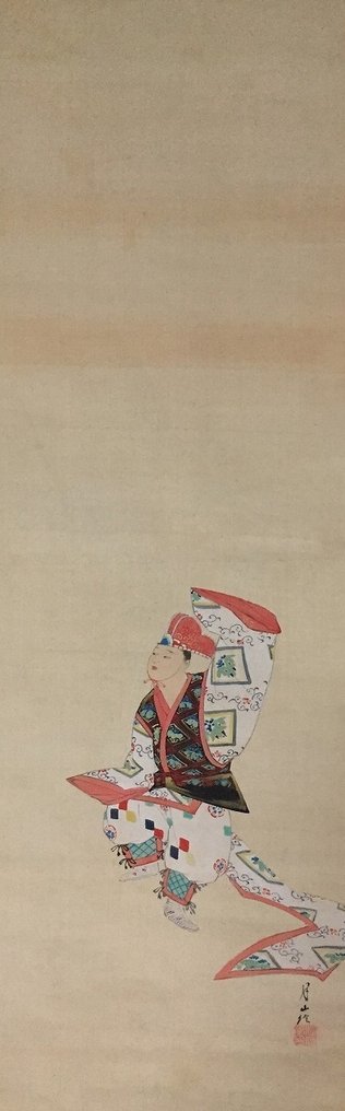 Ethnic dancer / Japanese Vintage Hanging Scroll KAKEJIKU / Silk / Hand Painted - Signed - Ιαπωνία (χωρίς τιμή ασφαλείας) #2.1