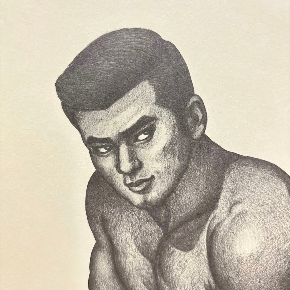 Man lying on stomach - Lithograph Mishima Gō gashū Wakamono 三島剛画集 若者 Mishima Go's Book - Lithograph - Mishima Gō 三島剛 (1924-1988) - Japan - Shōwa period (1926-1989) #1.0