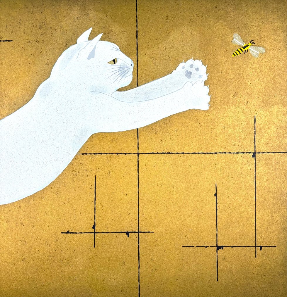 Cat Series "Nogasu W 逃す (Missing, W)" - Limited 118/120 - SOLD OUT BY THE ARTIST - NO RESERVE! - Nishida Tadashige 西田忠重 (b 1942) - Ιαπωνία (χωρίς τιμή ασφαλείας) #3.2